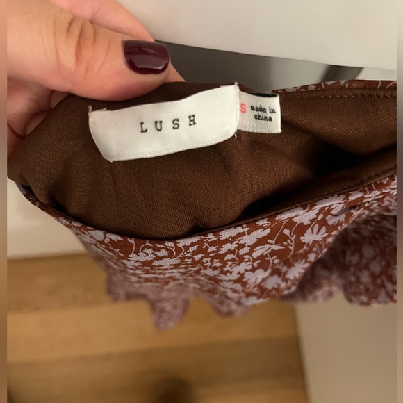 LuLus Always Carefree Rust Brown Floral Print Ruffled Mini Skirt - Picture 4 of 4